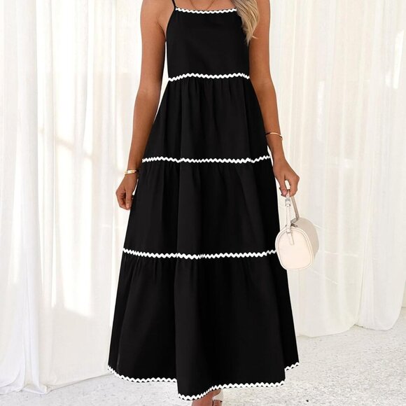 Boho Summer Dress Womens Spaghetti Strap Backless Maxi Flowing Sofa - Picture 2 of 6